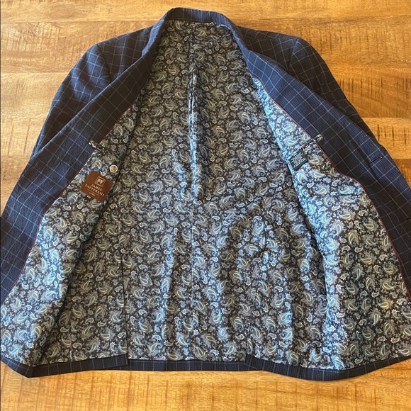 James Tattersall Navy Blue Plaid Cotton Blend Blazer 40S - Picture 5 of 9
